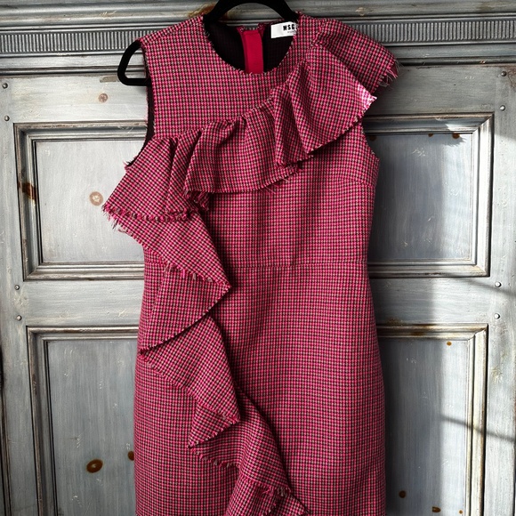 MSGM Houndstooth Wool Sleeve Dress Size 44 - Picture 2 of 7